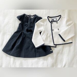 Janie & Jack 2T girl wedding guest dress blue with matching coat church outfit